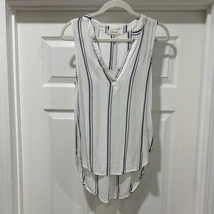 Bella Dahl Navy and White Striped Sleeveless Blouse